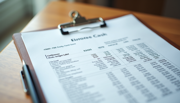 Close-up view of a detailed home renovation estimate document on a wooden table