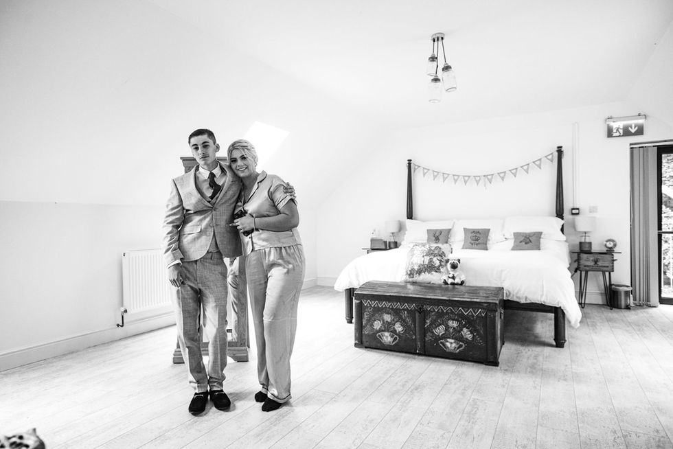 Happy couple in wedding attire