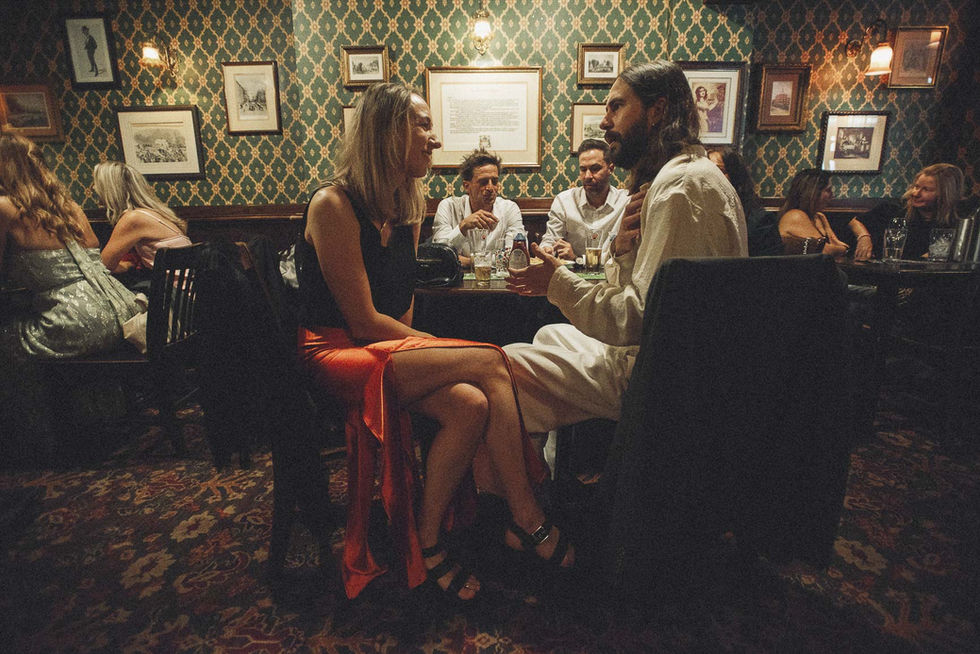 Wedding guests at a Camden Town Hall reception.