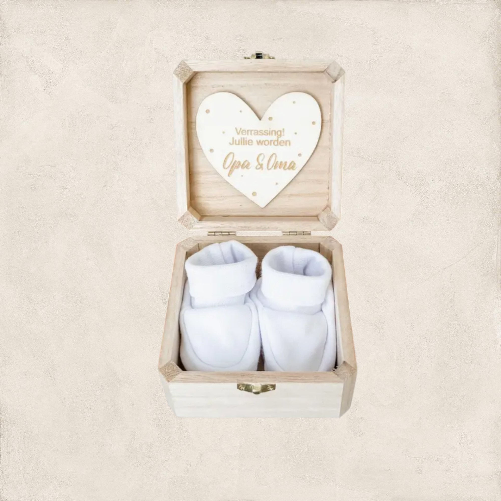 Aankondigingsdoosje met slofjes | Opa en Oma