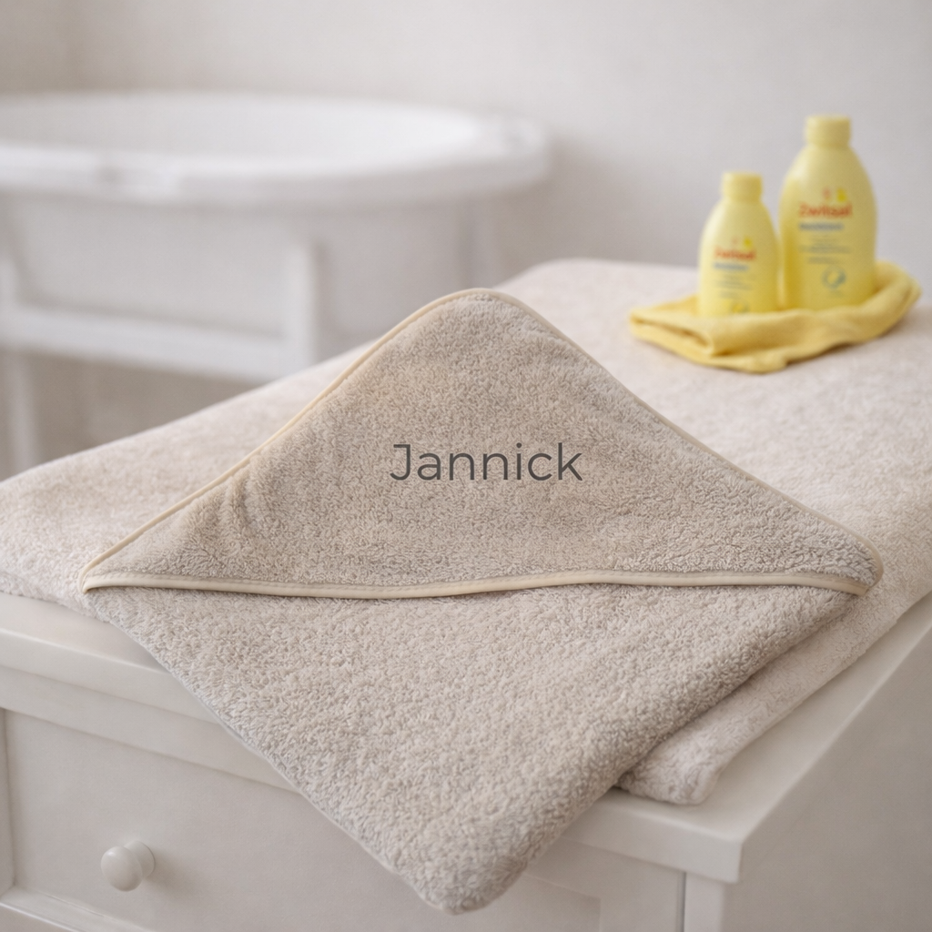 Badcape met naam | Beige