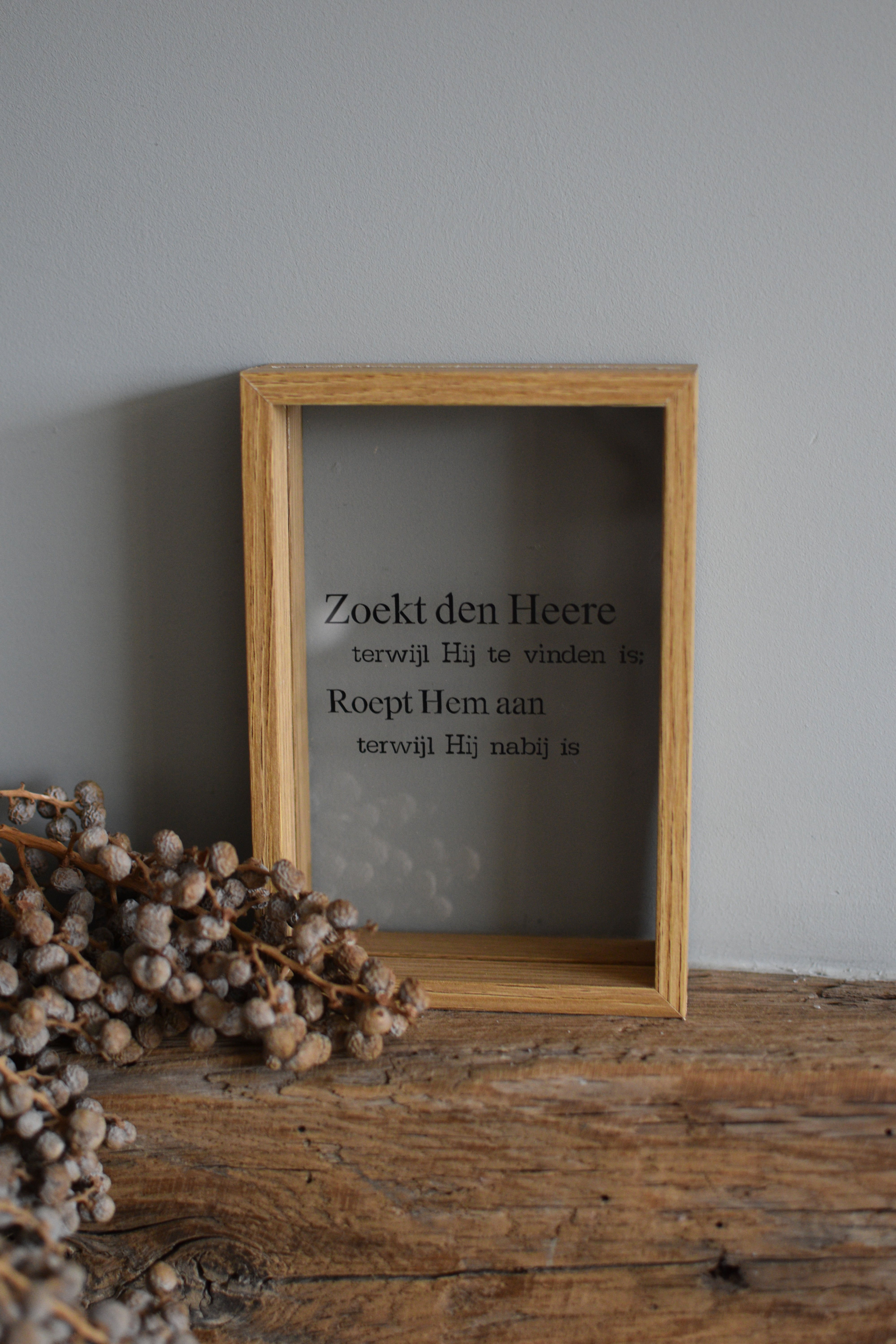 Houten lijst met trouwtekst