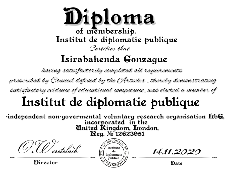Isirabahenda Gonzague / INSTITUTO DE DIPLOMACIA PUBLICA