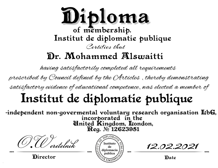 Mohammed Alswaitti / INSTITUT DE DIPLOMATIE PUBLIQUE