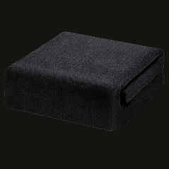 Folded black 10x10 waterproof outdoor floor mat with non-slip backing for camping tents, canopies, patios, sheds, and outdoor storage use.