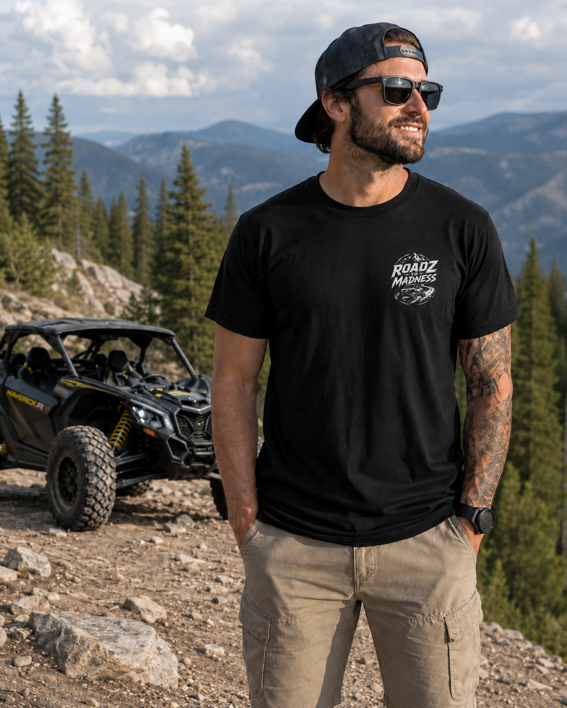 Roadz Madness Graphic Tee Retro Racing Chest Logo Oversized T‑Shirt