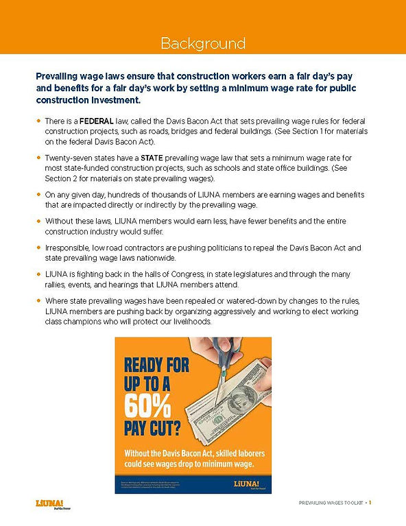 WPA Laborers' Union Member Information On Prevailing Wages