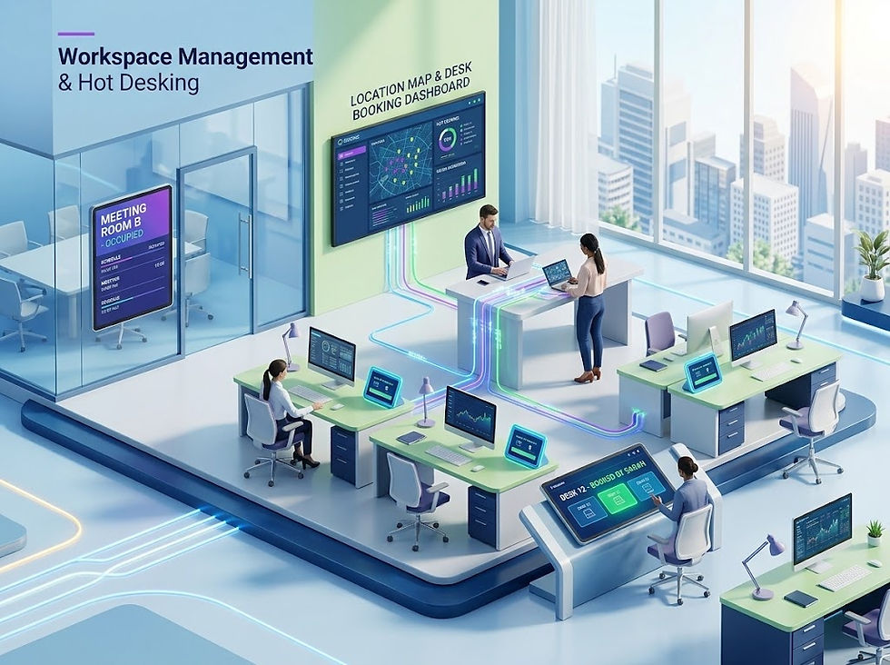 FlexEZ hybrid office workspace management interface showing hot desking availability and desk booking