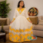 Ethiopian and Eritrean Handmade yellow Ethiopian dress