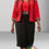 Thumbnail: Ethiopia Tibeb Two Pieces Woman Red Jacket and Black Dress set