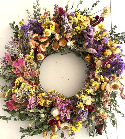 Rexer Family Farm dried flower wreath
