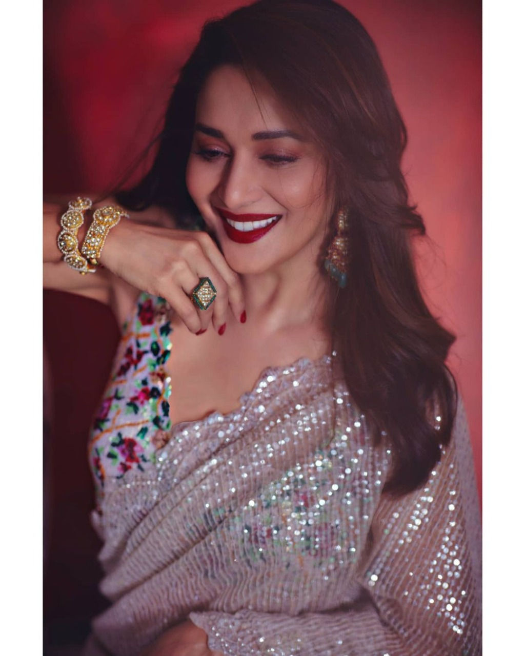 Heavy Glossy Silk Sequence Work Traditional Ethnic Saree