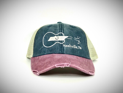 【SINNERS ATTIRE】 Distressed Trucker Hat Sinners Attire Black/Red Distressed Trucker Hat