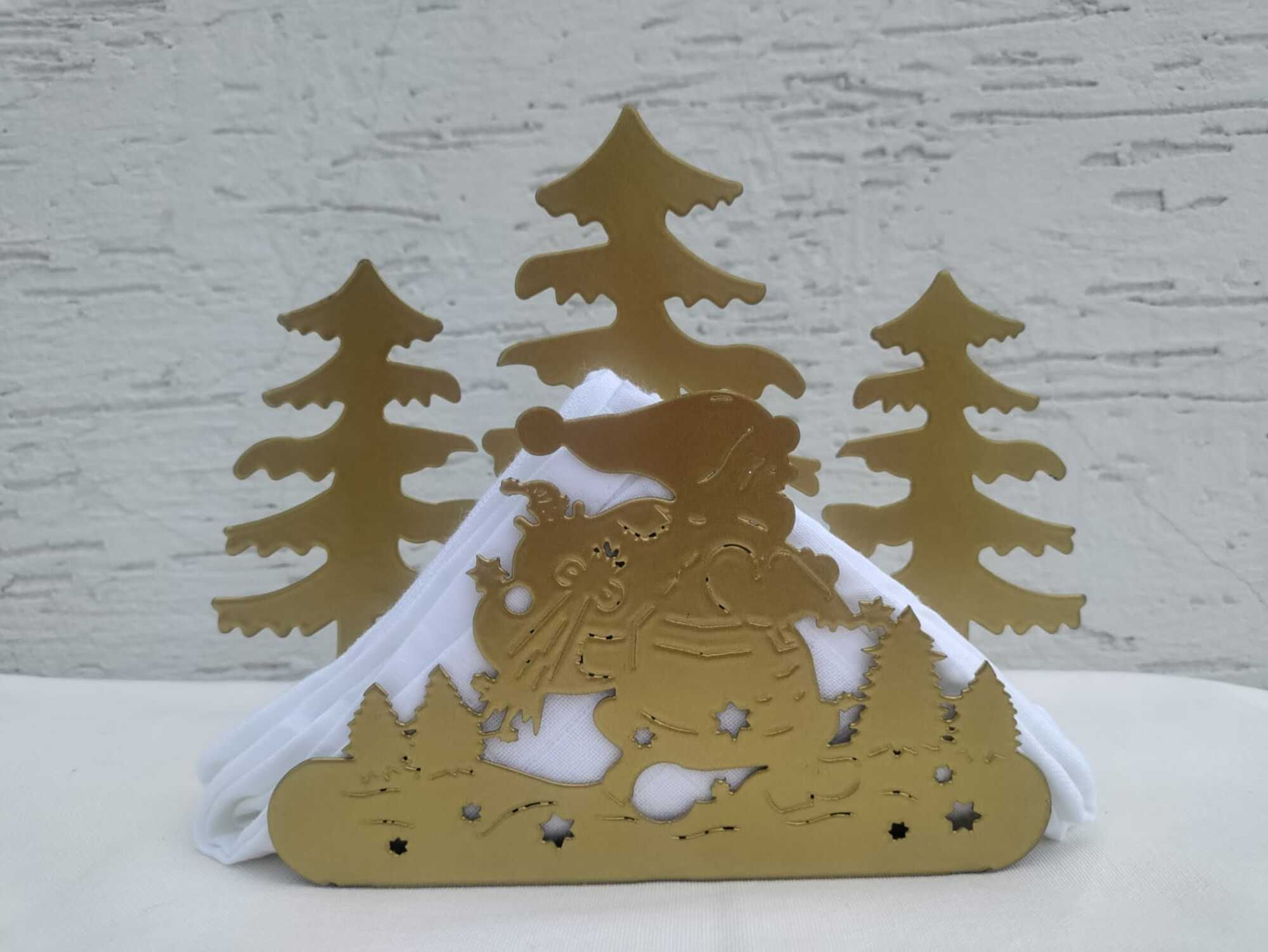 Yılbaşı Geyik Temalı Gold Peçetlik, Mumluk