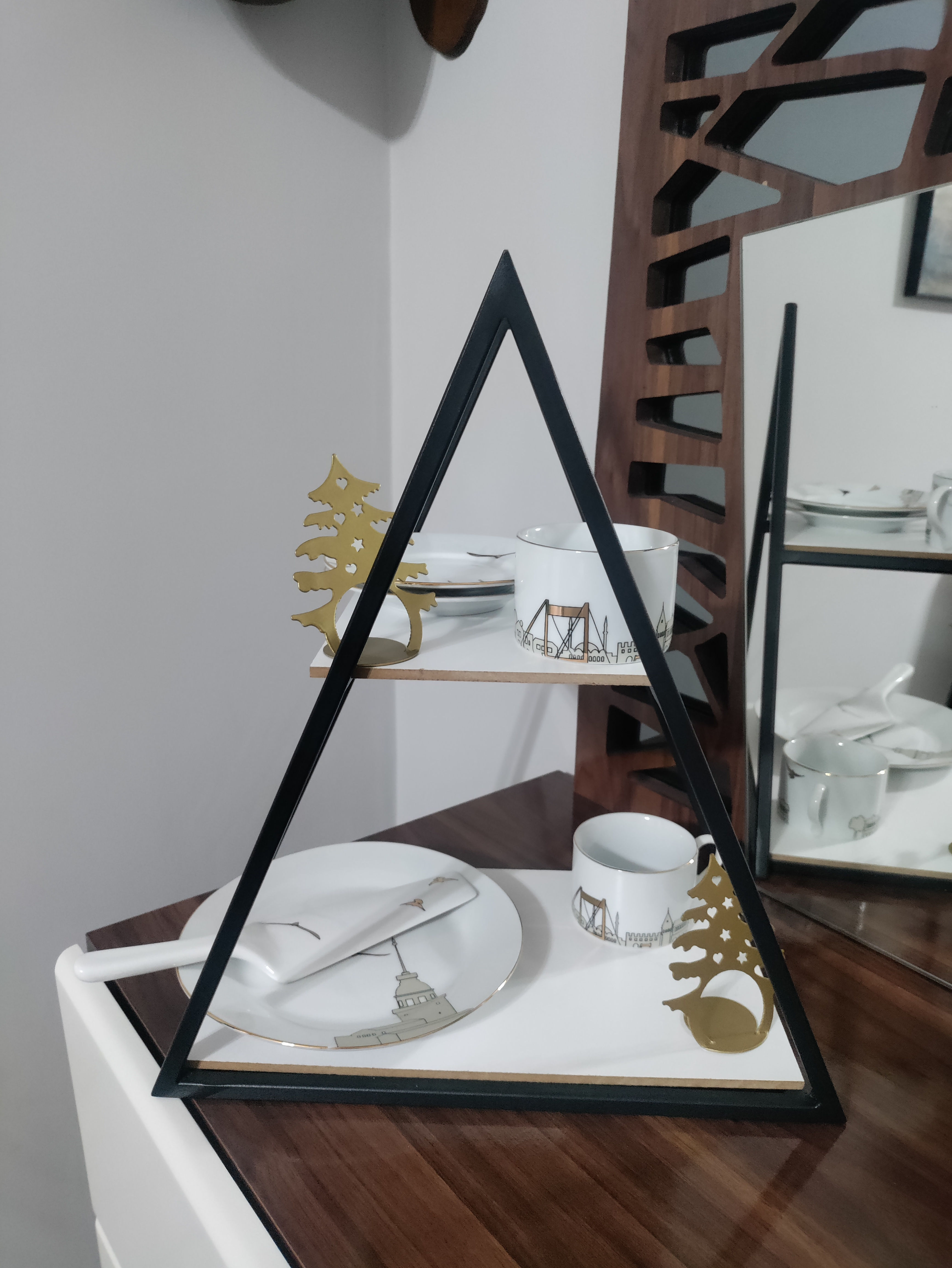 Çam Katlı Sunumluk , Banyo Düzenleyici Tezgah Üzeri Raf