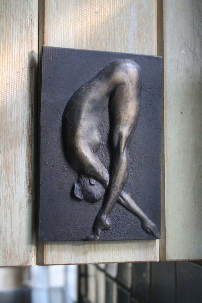Image of bronze casting of figurative sculpture named, Stretch I by sculptor Greg Spitzer