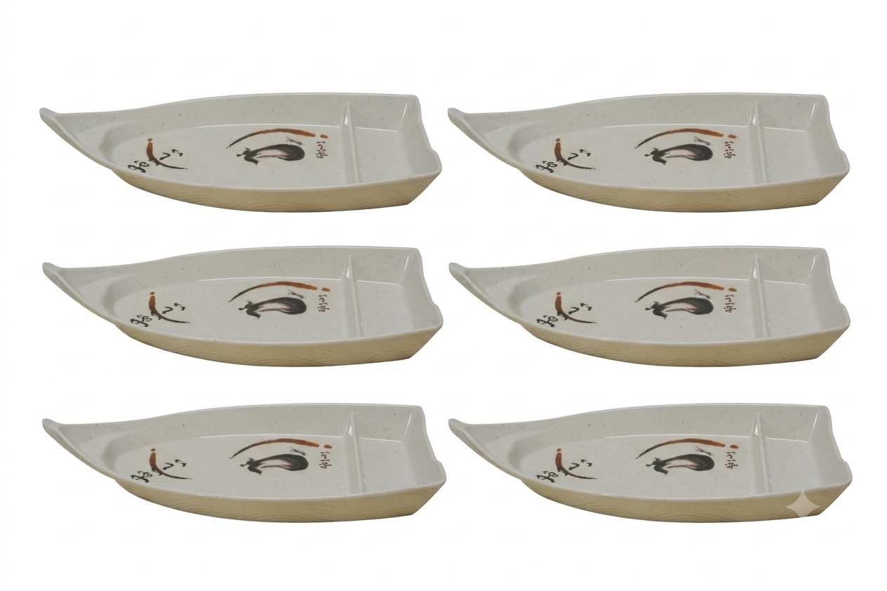 【DACHU】 MLM Elegant Boat-Shaped Japanese Serving Dish - 6pcs/Set