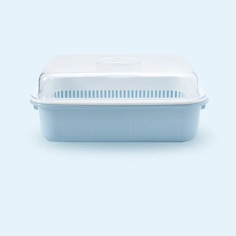 Thumbnail: PLASTIC RECTANGULAR COLANDER STRAINERS SET WITH LID, 收納籃保潔籃組