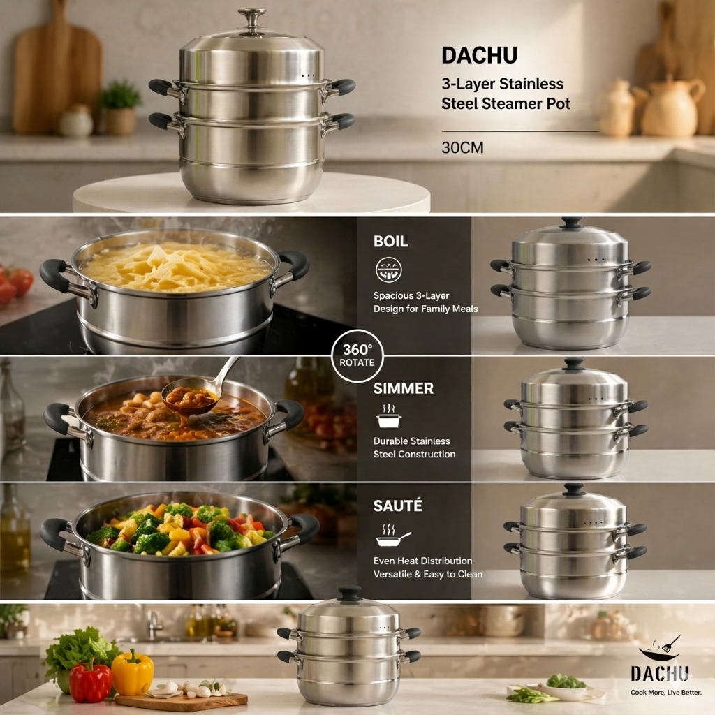 【DACHU】STAINLESS STEEL STEAMR 30CM - 3 LAYLER 三層不銹鋼蒸籠