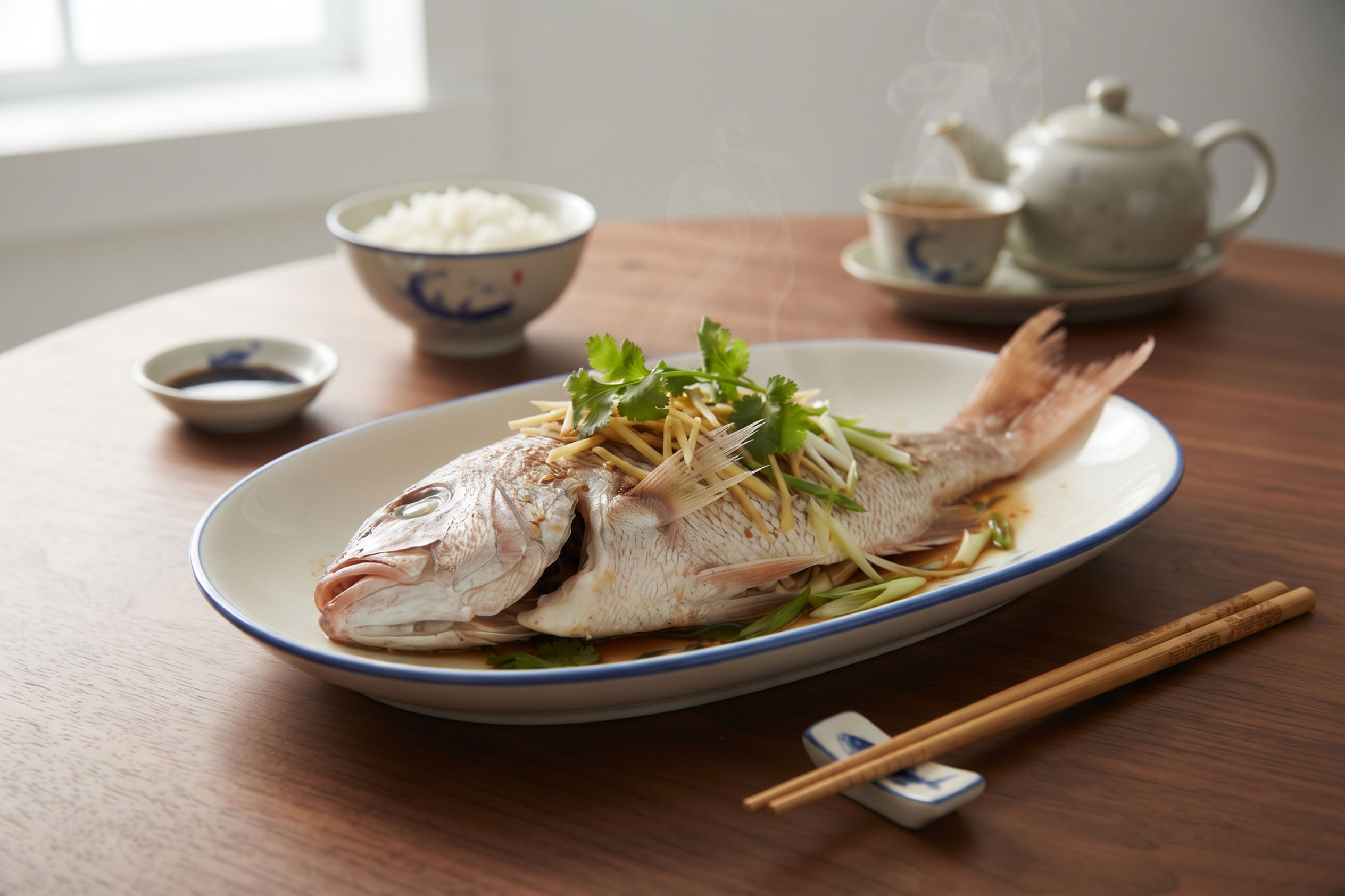 Traditional Blue and White Fish Oval Serving Dish – 12" x 8"