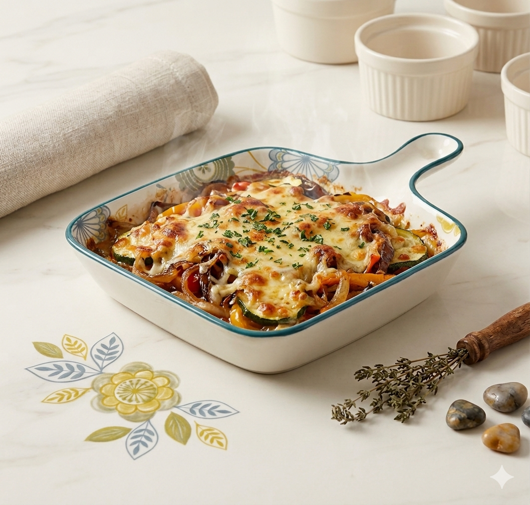【ES】Floral Ceramic Baking Dish with Handle *5 Pcs 夏日之戀方盤