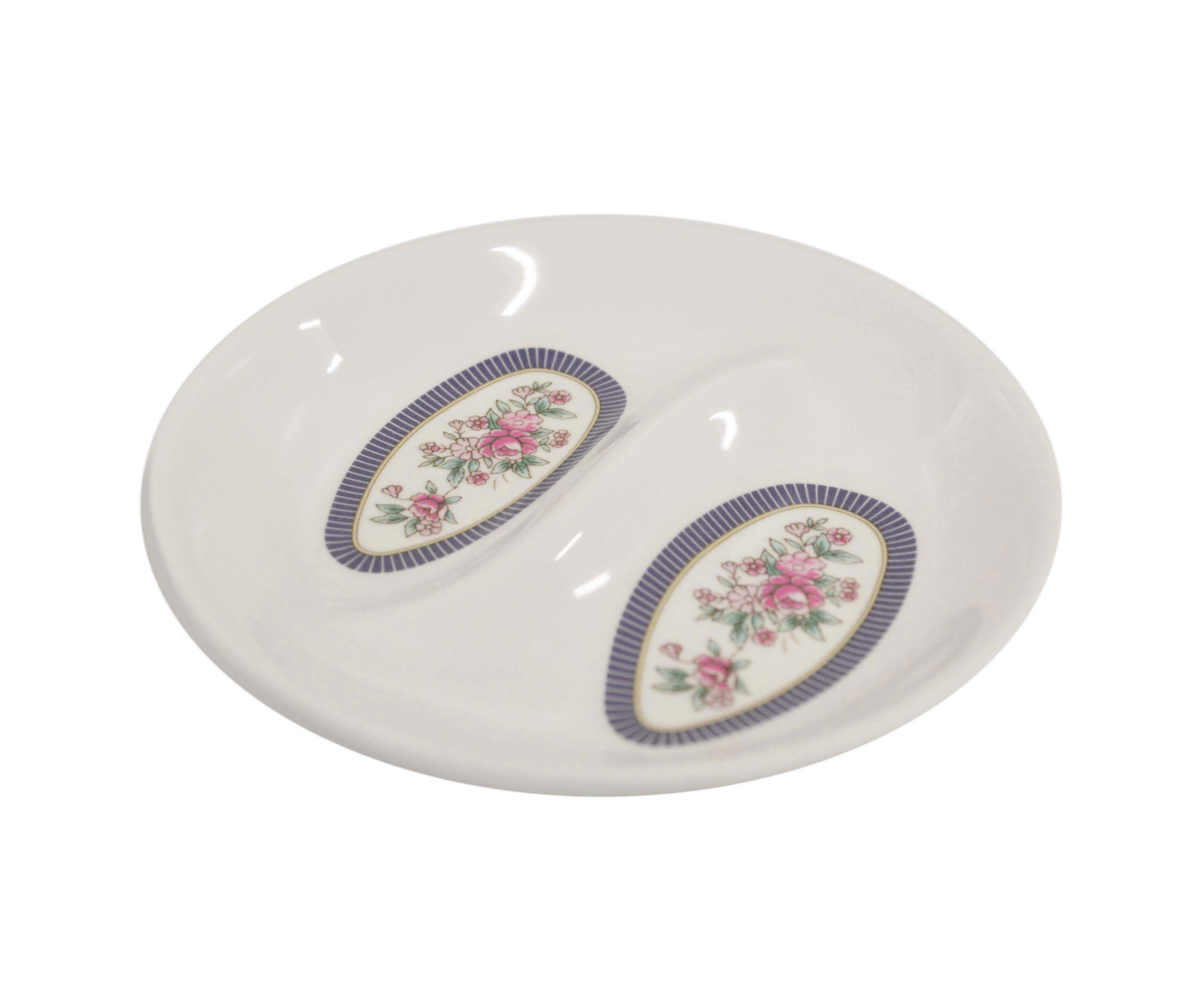 #807543 MLM ROSE ROUND 2 DIVIDED DISH 3.8"/95MM 美耐皿玫瑰花圓形兩格醬料碟