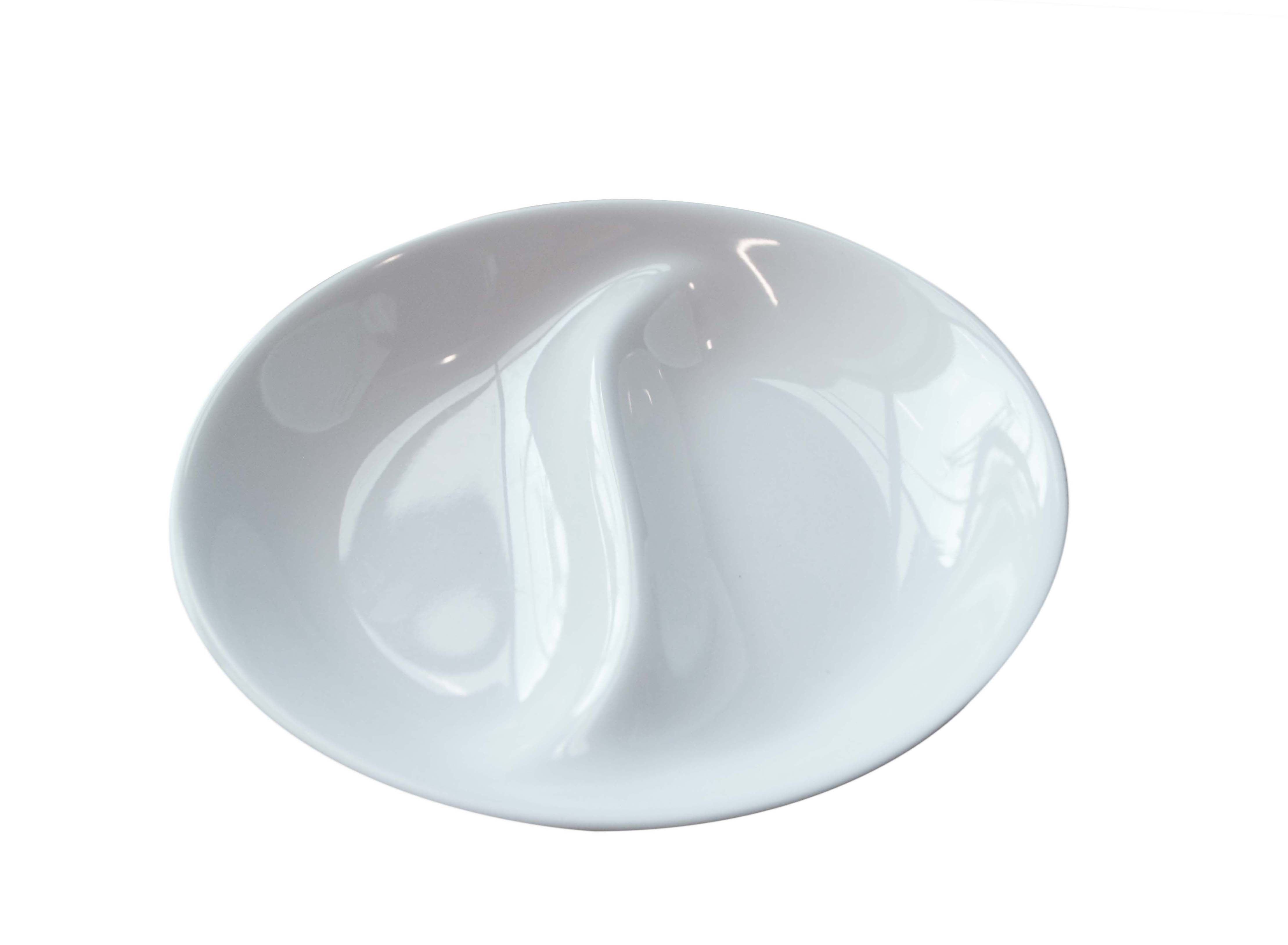 #807443 MLM ROUND DOUBLE DISH 白色双格圆酱油碟 3.74" / 95MM