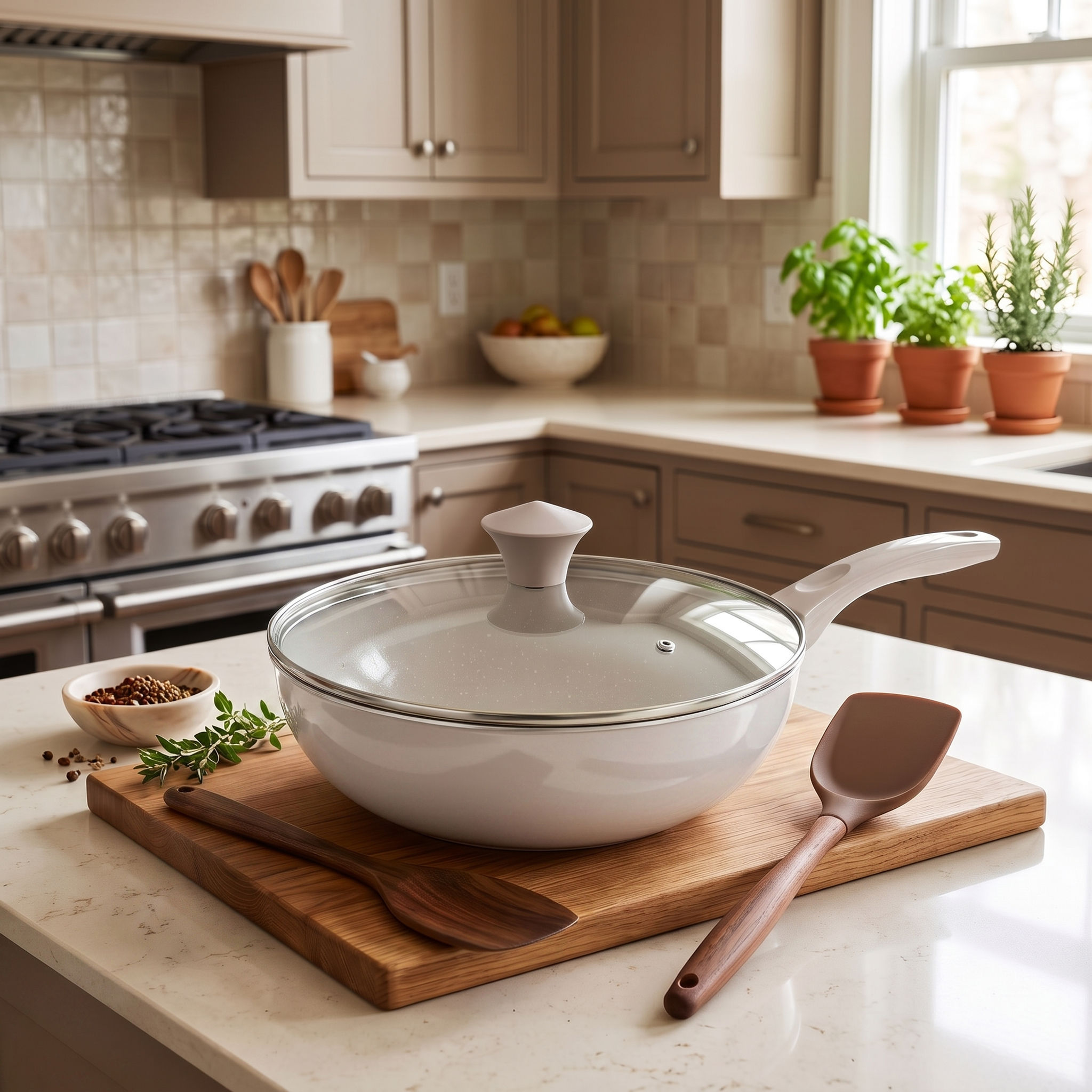【ES】Non-Stick Ceramic Wok with Lid – PFAS Free
