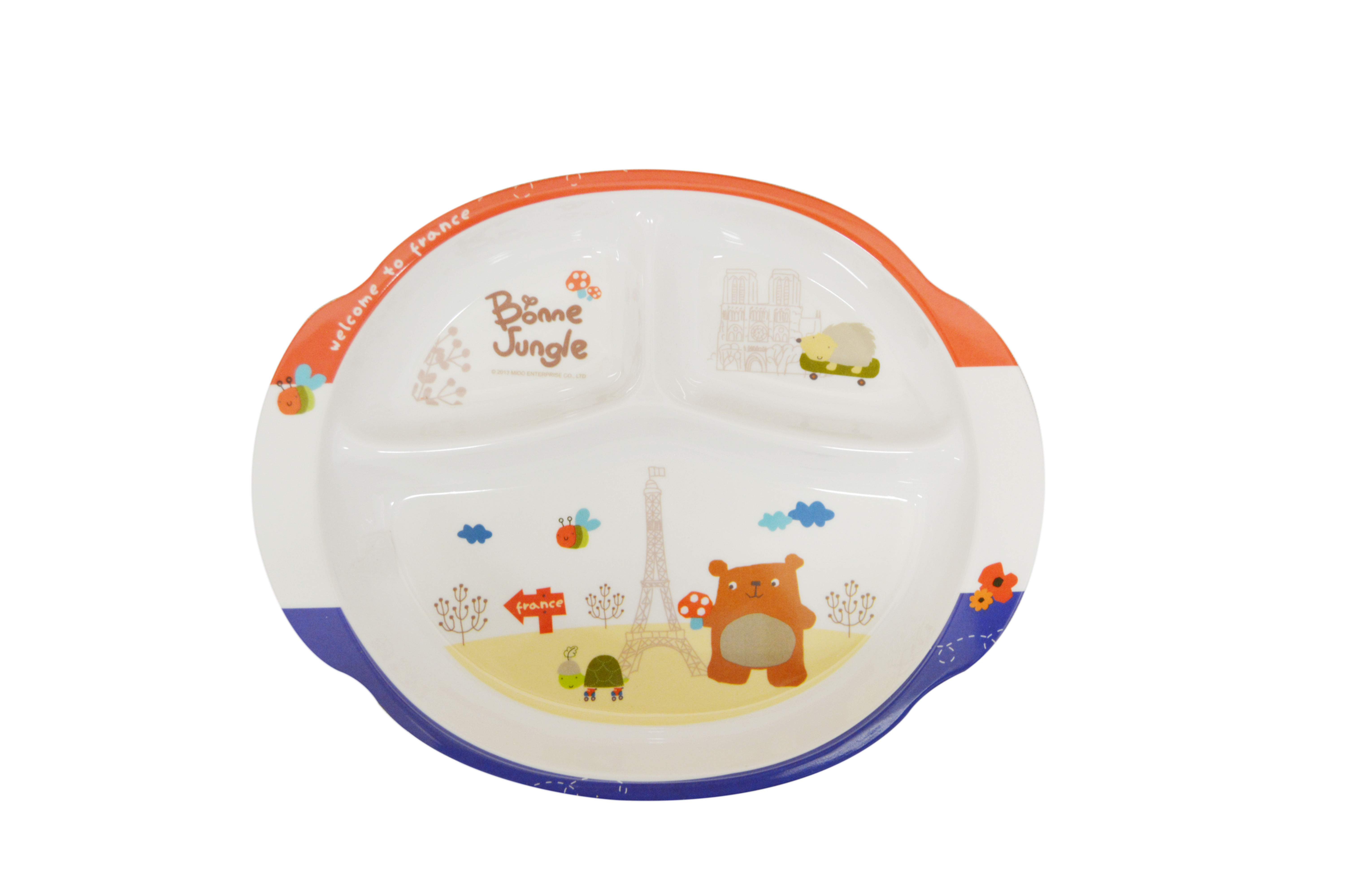 【DACHU】2 PCS OF MELAMINE BONNIE JUNGLE 3 DIVIDED PLATE-9.1" 兒童三格餐盤-熊 2個