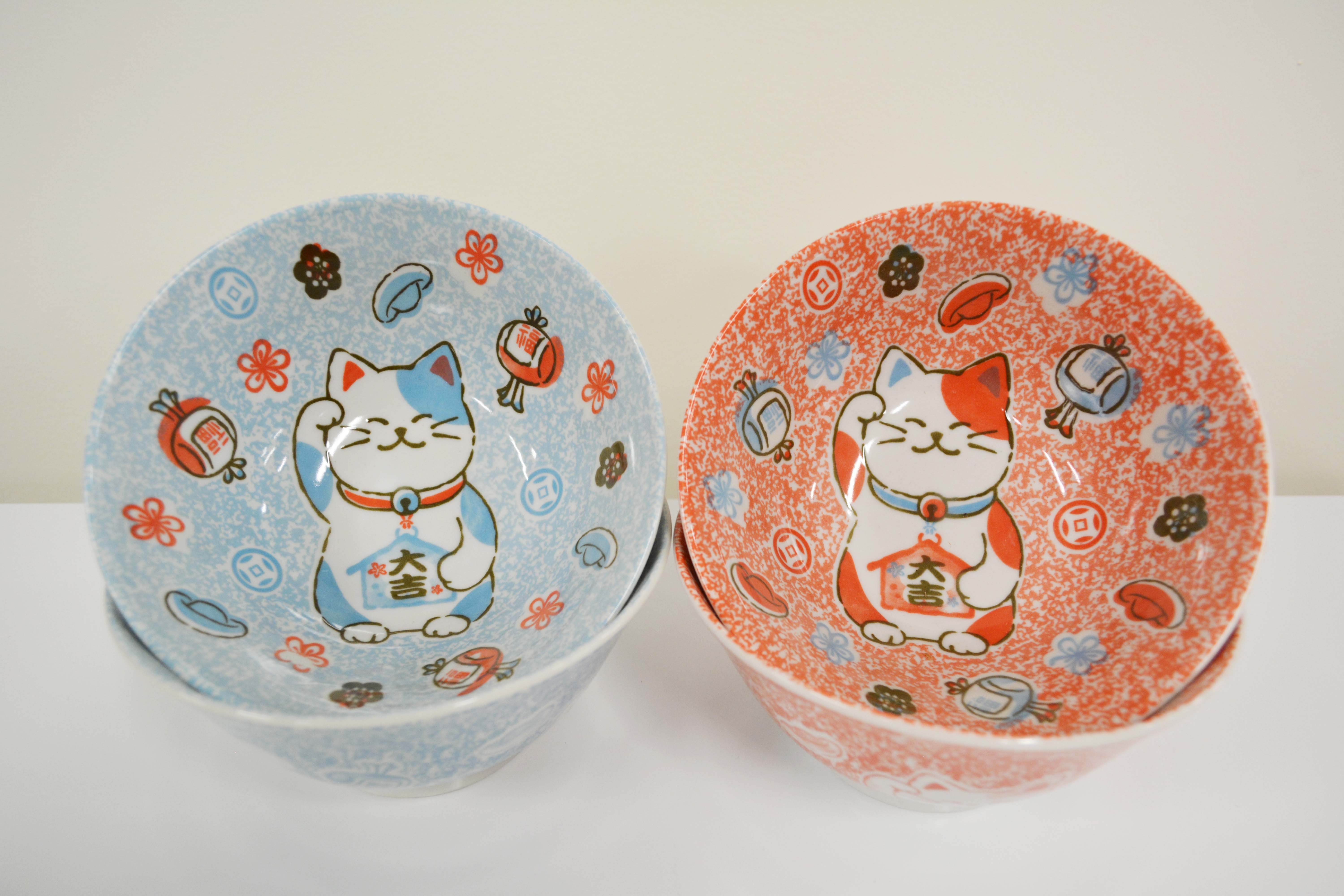2 PCS * 6"JAPANESE LUCKY CAT DONBURI BOWL 日本丼物碗2件