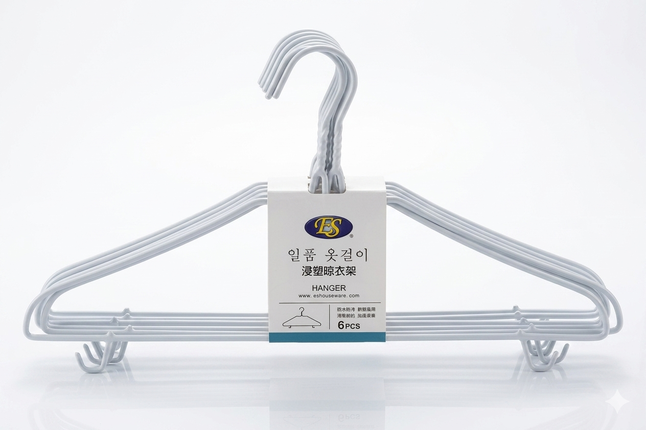 【ES】Non-Slip Vinyl-Coated Wire Clothes Hangers (6 Pcs) *2