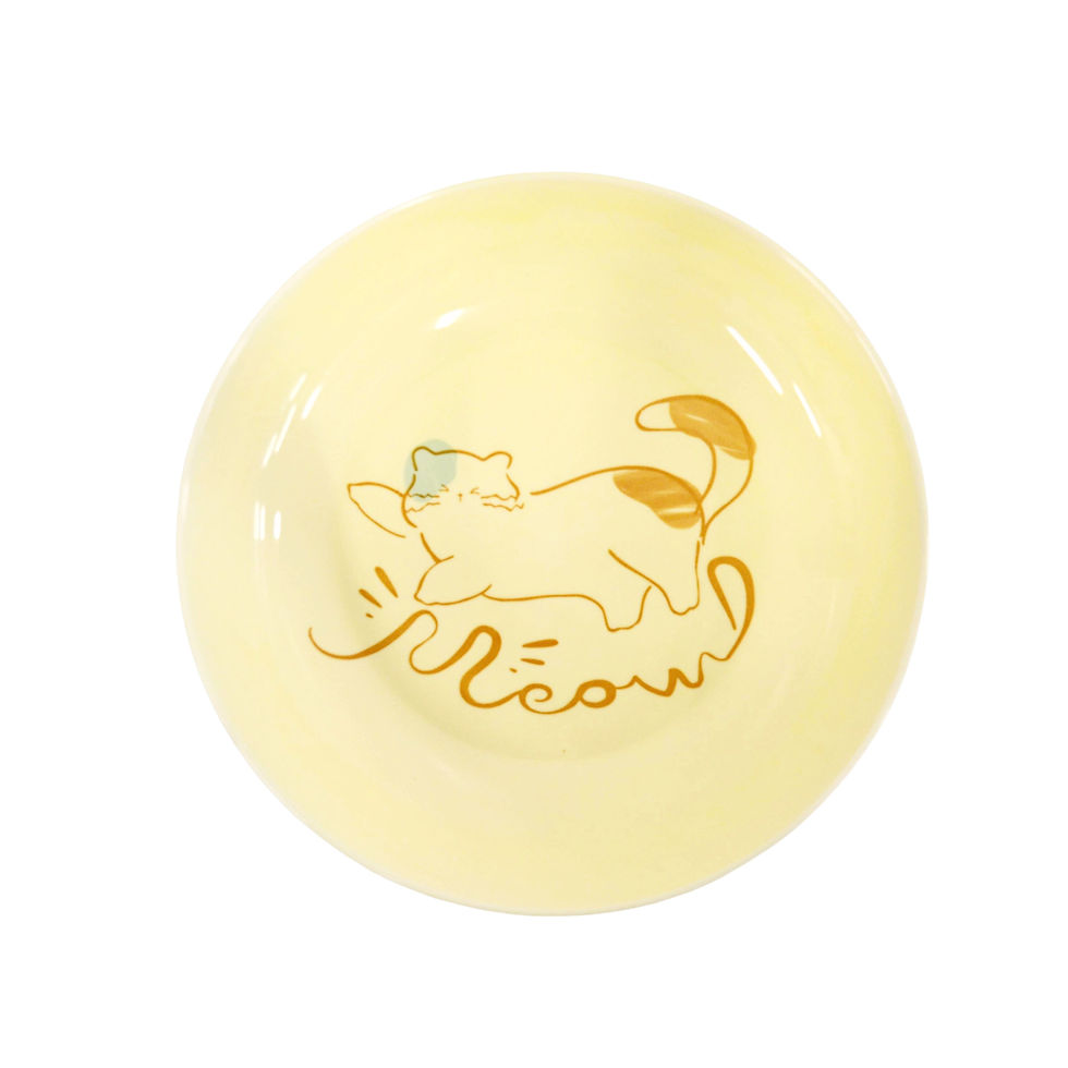 Thumbnail: CREAMY YELLOW CAT PLATE *6 PCS　奶油風趣味貓咪盤