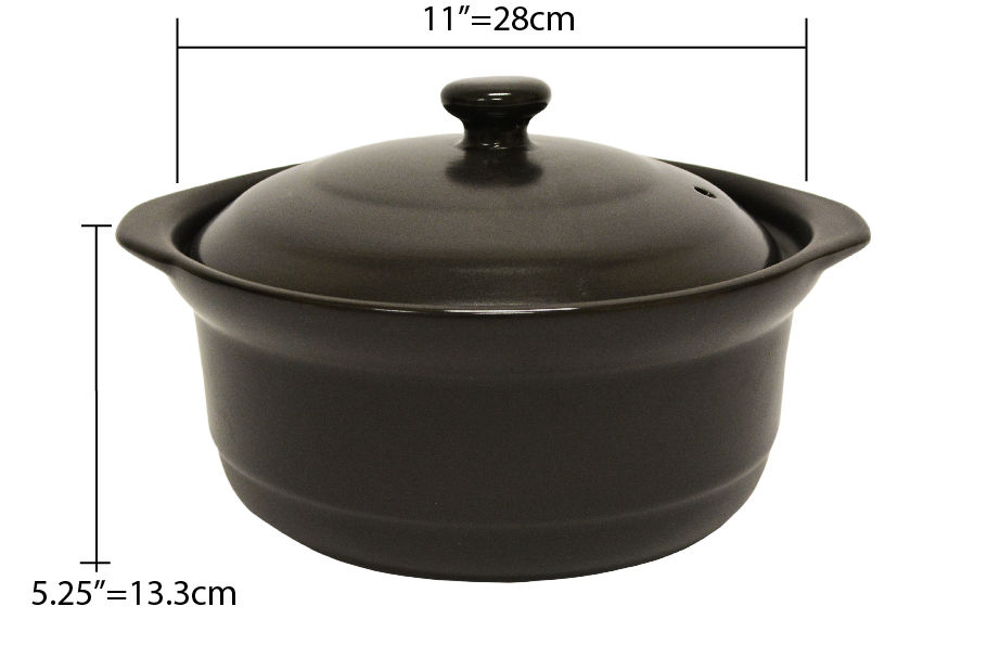 Thumbnail: 「KANGSHU」CHINESE BLACK CERAMIC CASSEROLE COOKING POT - 4.4 L/4.6 QT 康舒陶瓷
