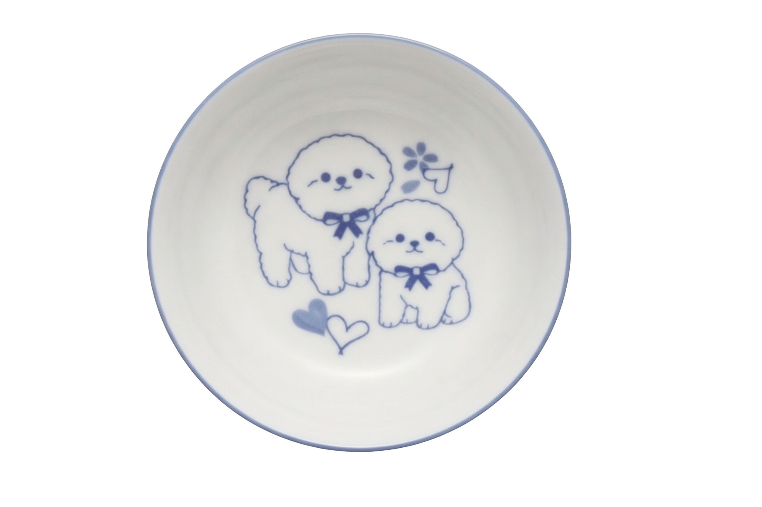 Japanese Charming Poodle Rice Bowl – Blue (4.75"x2.5"))
