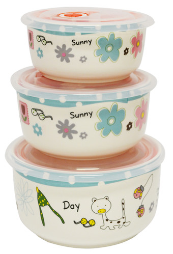 #802150 CERAMIC BOWL WITH LID(3 PCCS) 陶瓷保鮮碗 | es-houseware