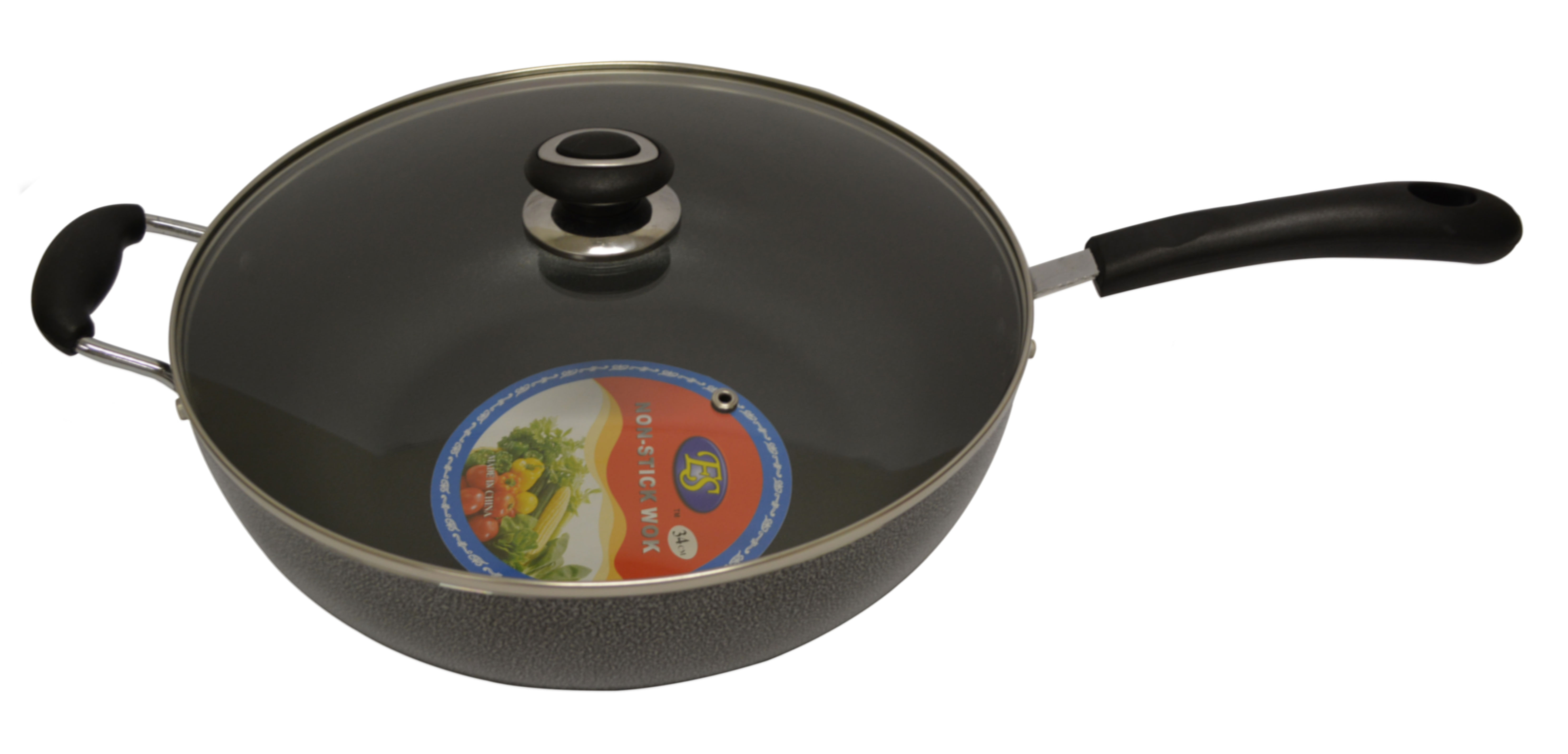 #800043 34 CM  NON-STICK WOK WITH LID  單柄帶蓋不粘炒鍋