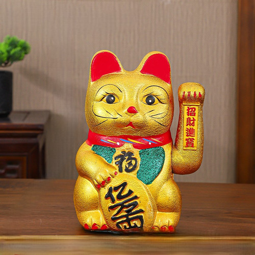 ES】11-Inch Golden Moving Waving Arm Lucky Cat - Traditional