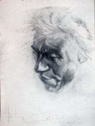 Portpet naturshika (sumashedshi dada Kola) Bumaga karandash. 80-60. 04.02.97.JPG