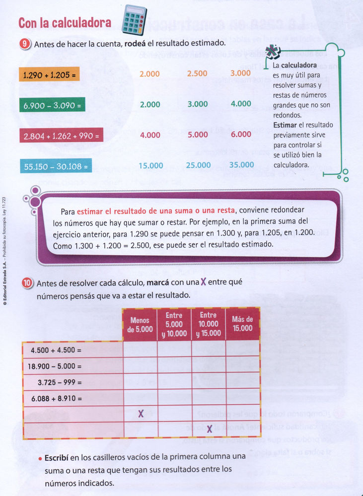 4º: Estimación y cálculos con calculadora