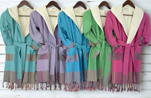 bathrobes in colorful striped design made of turkish cotton with lining 