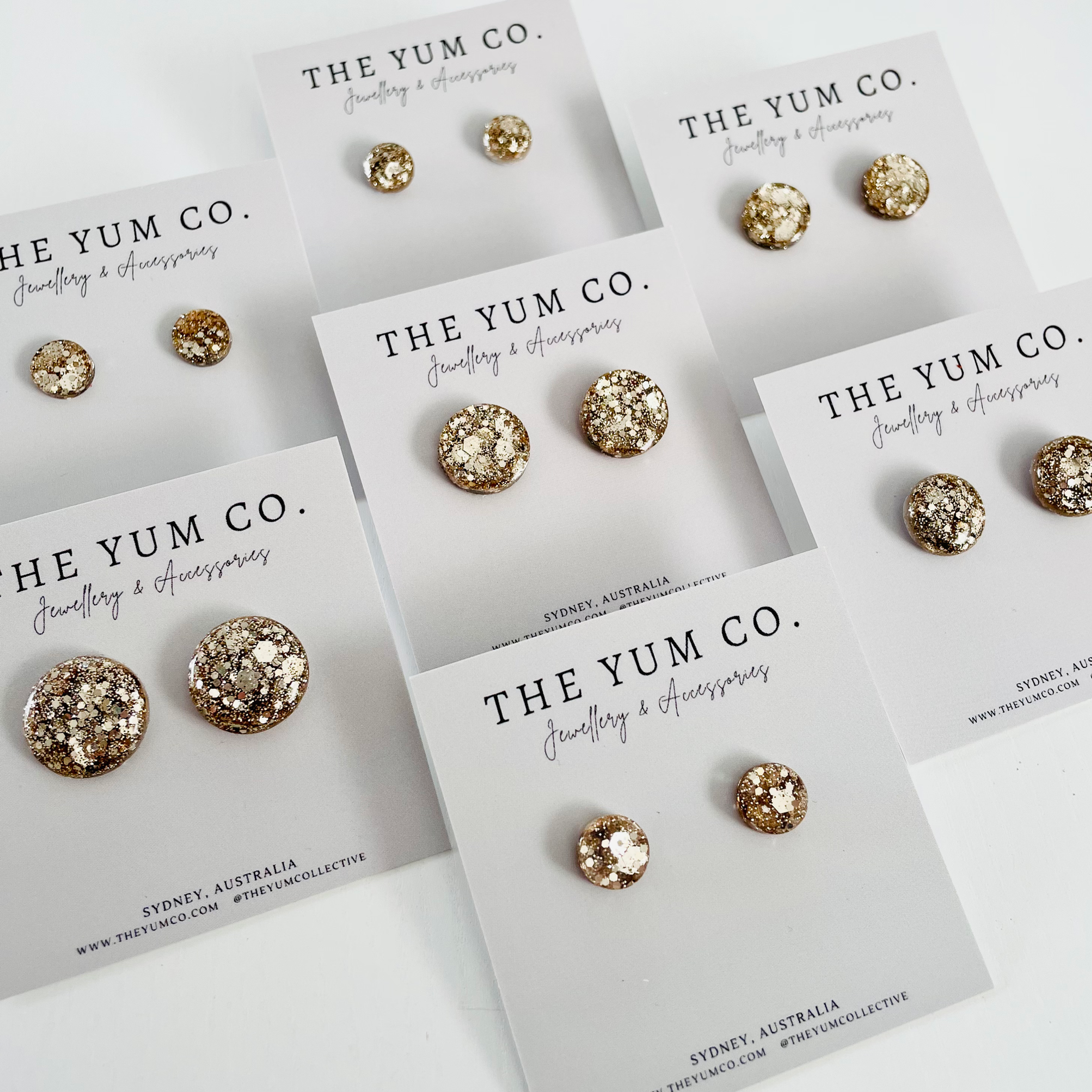Gold Sparkle Resin Studs