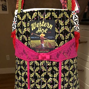 Apron Constructed from Recycled Fabrics with image from Western Hoe company fabric.