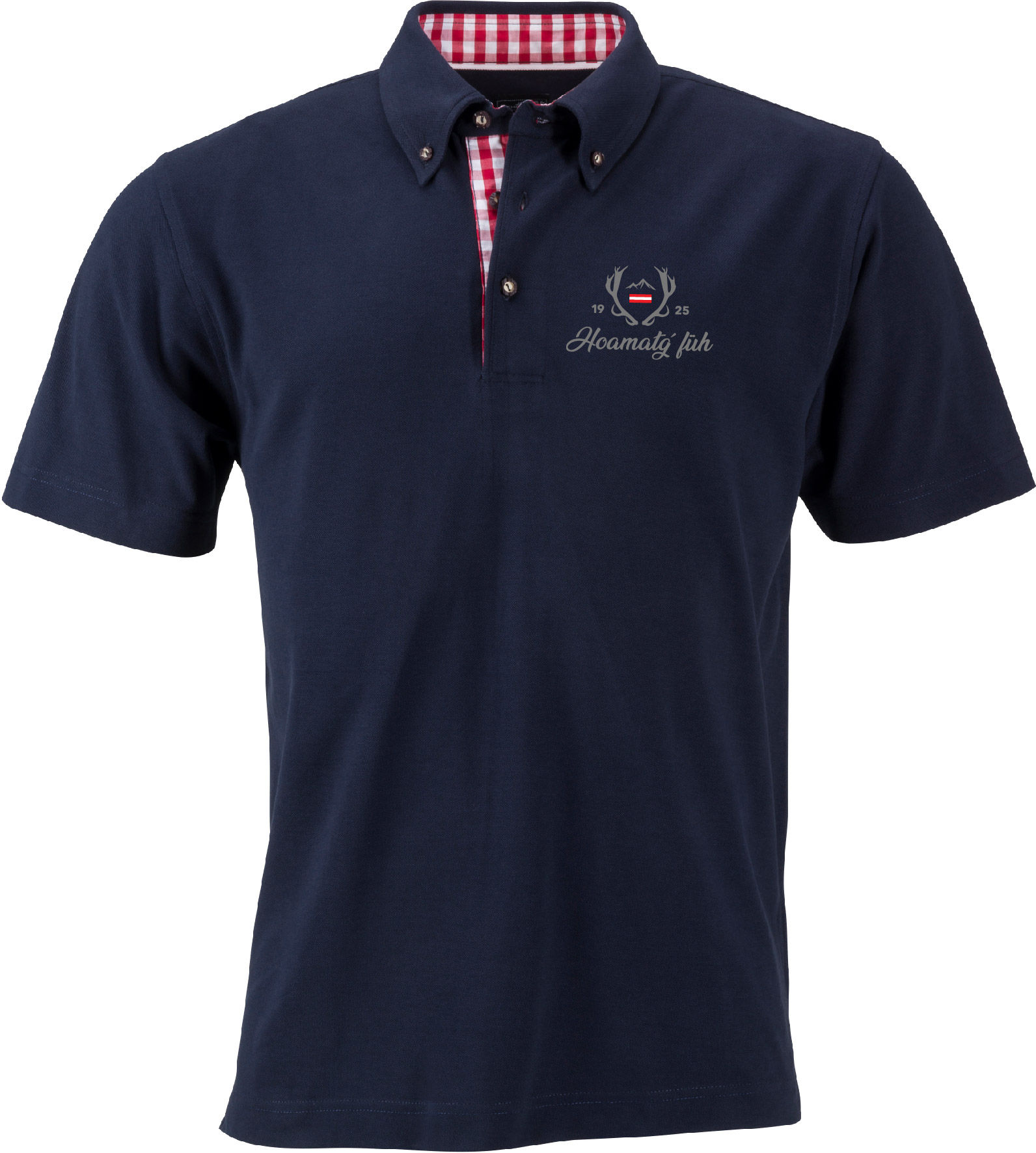 Hoamatg´füh Herren Trachtenpolo kurzarm blau