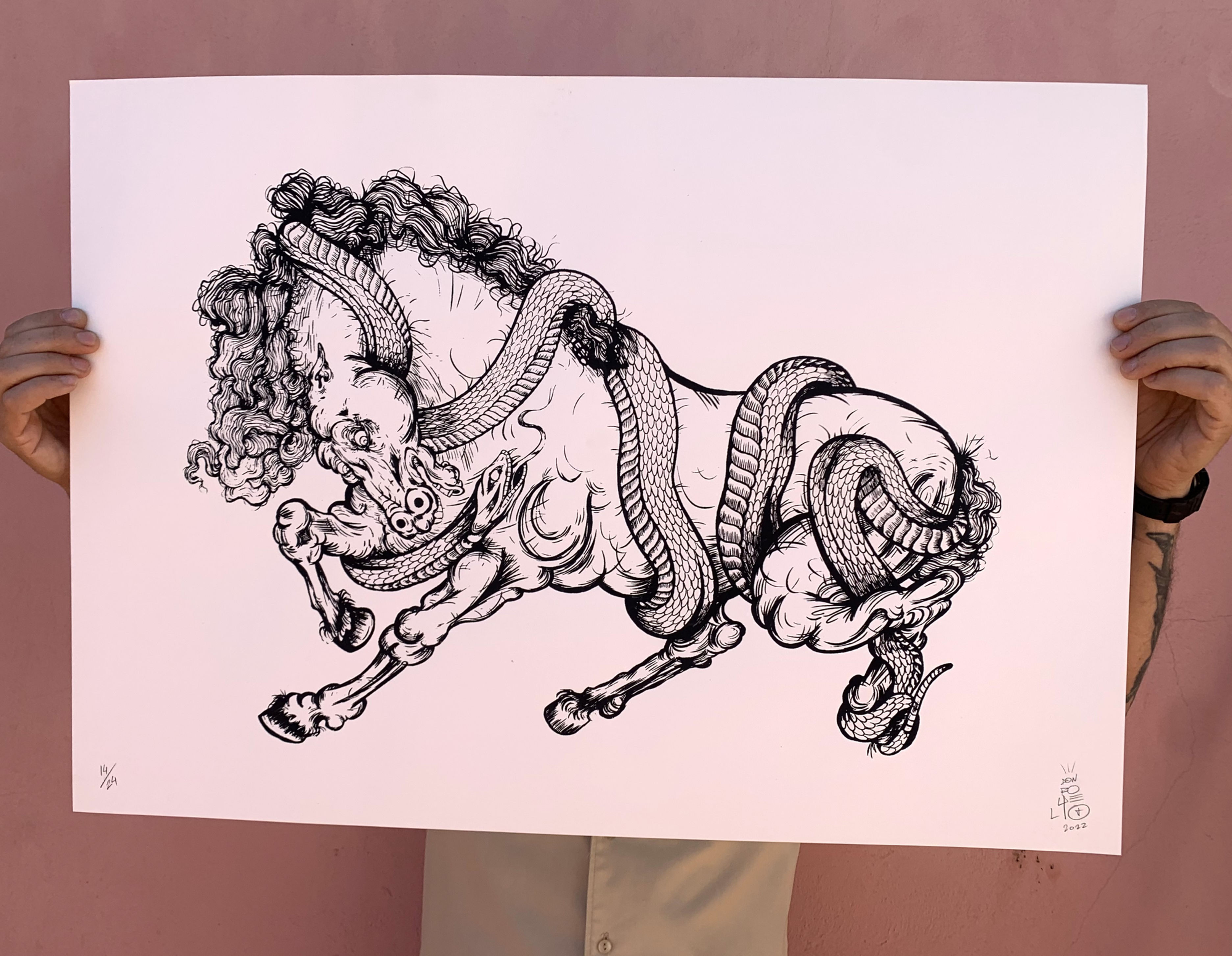SERIGRAFIA CABALLO Y SERPIENTE