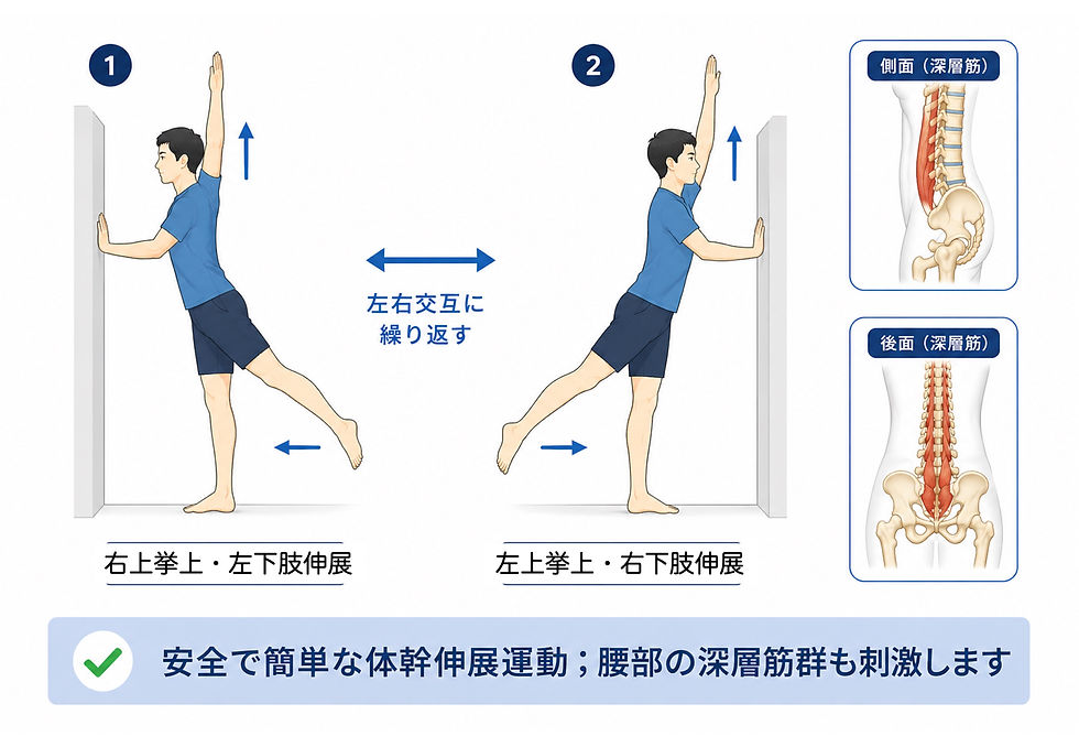 立位での腰背部伸展運動