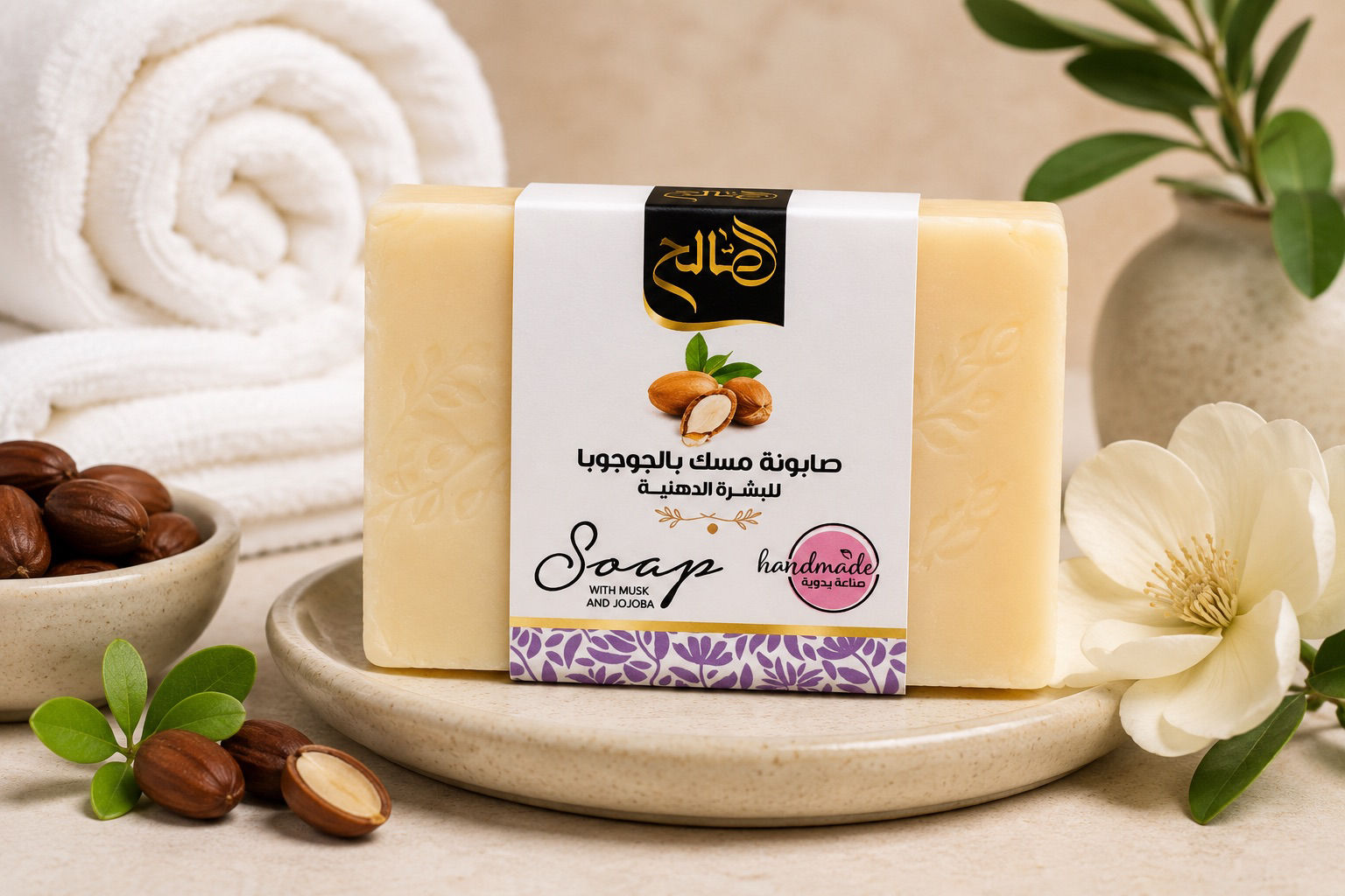 Handmade Musk & Jojoba Soap – 110g (صابونة مسك بالجوجوبا)