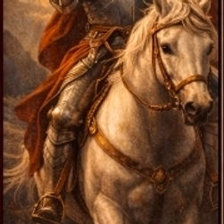 Knight of Swords tarot card showing a knight charging forward, symbolising urgency and determination.