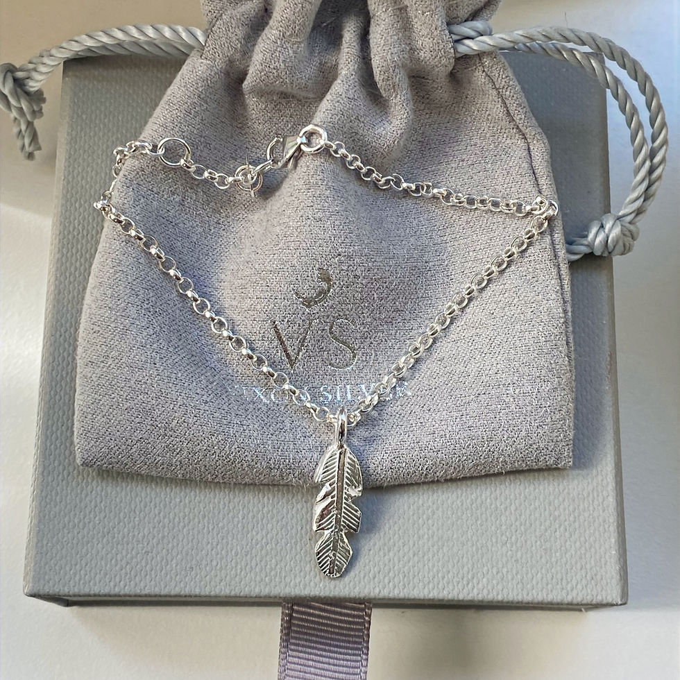 Silver Medi Feather Charm Bracelet