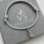 Silver Alphabet Charm Rope Bracelet Grey Letter L