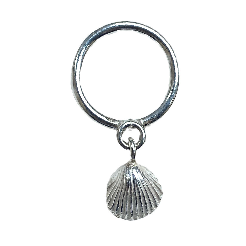 Silver Cockle Shell Dangle Charm Ring